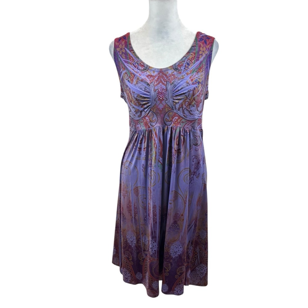 Ladies Apt. 9 Sublimated Purple Print Midi Dress Size Medium
